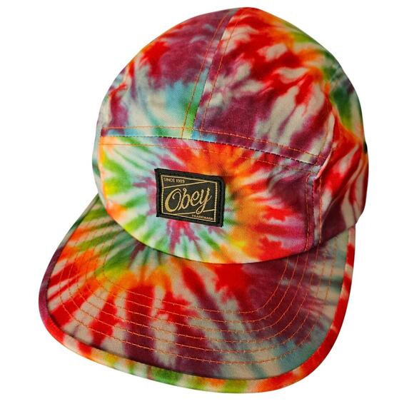 OBEY Authentic Rare Find Tie Dyed all over Strapback Hat. Cool Hippie. Grunge. - Picture 1 of 12